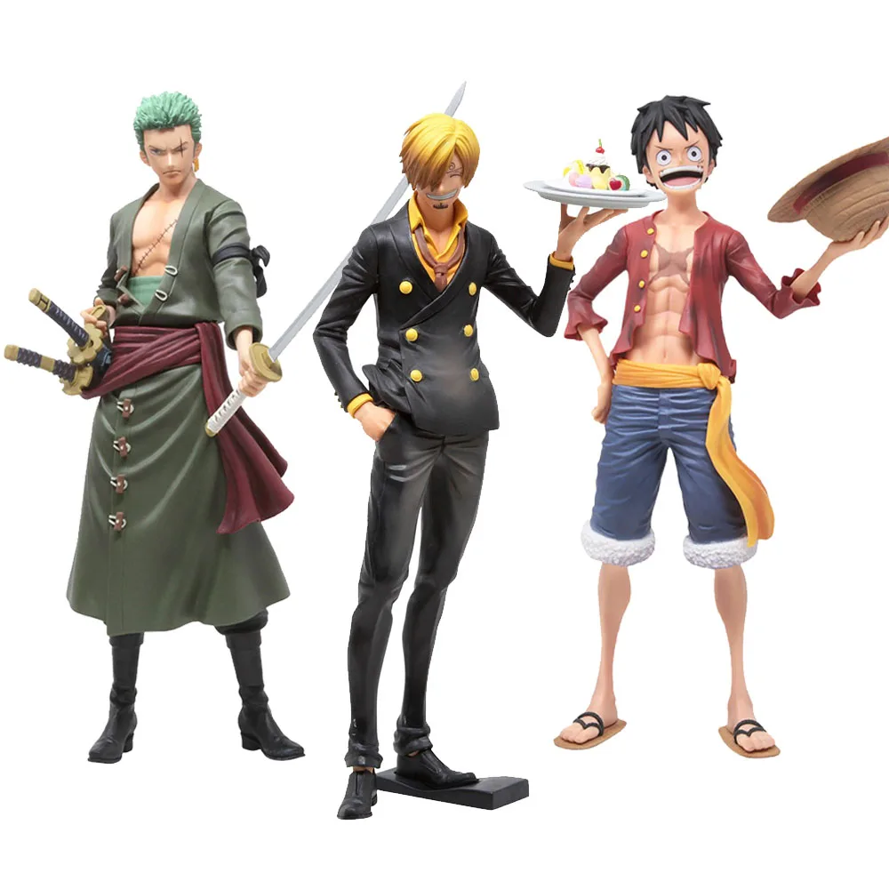 

Luffy Zoro Sanji Grandis 27CM PVC Janpan Anime OP Action Collection Figure Model Gift For Boys Collectible Toys