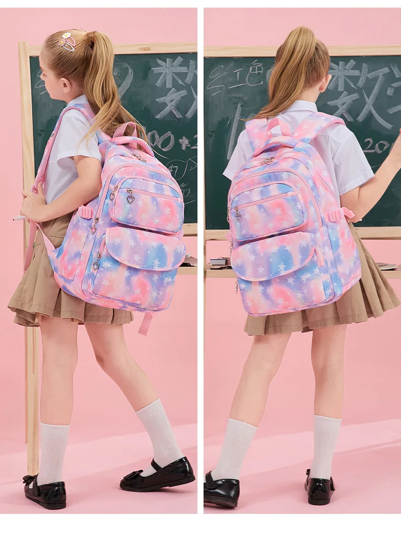 2023 3PCS Gradient-Star Print School Bag Backpack and Lunch Bag Set for Teens Girls Boys Bansusu Bookbag Travel Rucksack