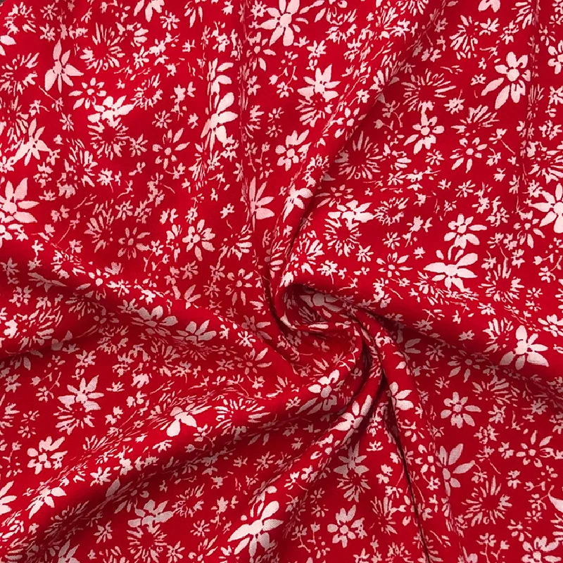 3/5/10M Ditsy Viscose Fabric Printed Cloth Sewing Quilting Fabrics For Dresses or Bedding Sheet - By the Meter Black/Green/Red |