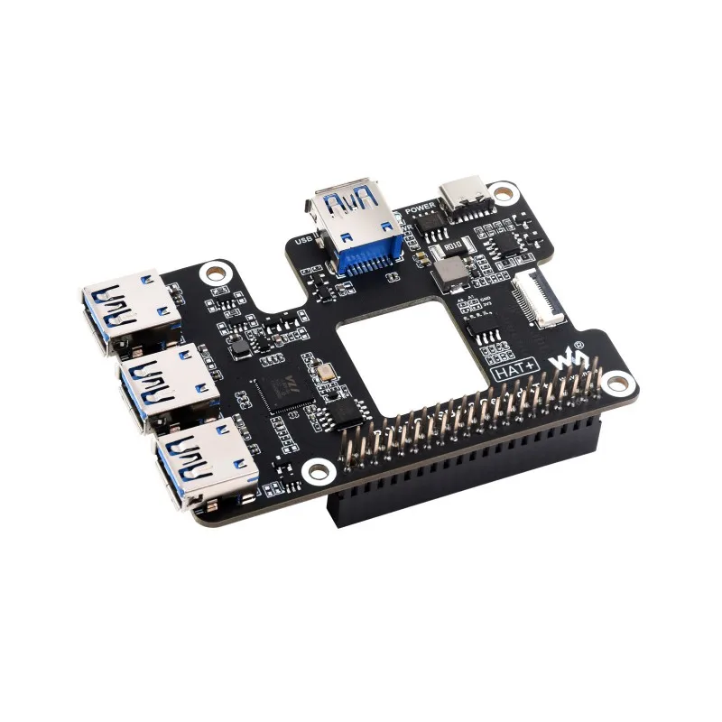 Фото PCIe To USB 3.2 Gen1 HAT для Raspberry Pi 5, PCIe to USB HUB, 4 высокоскоростных USB-порты, без драйверов, plug and play №3