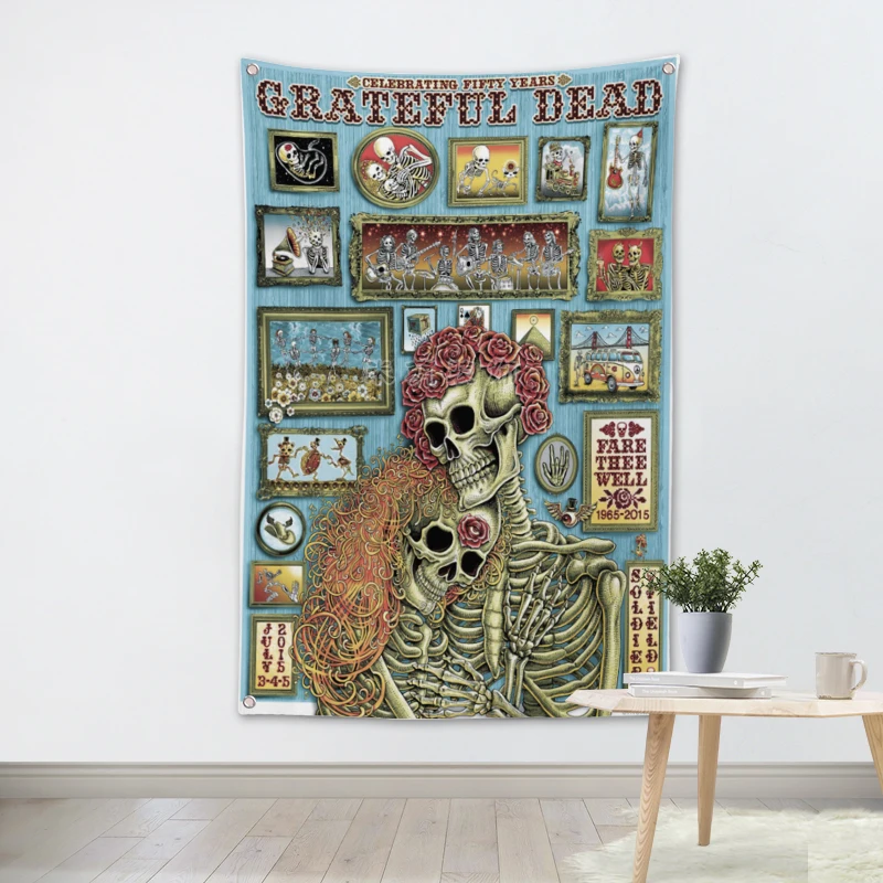 GRATEFUL DEAD Rock Band Poster wall sticker Hanging Art Waterproof Cloth Polyester Fabric Flags banner Bar Cafe Hotel Decor