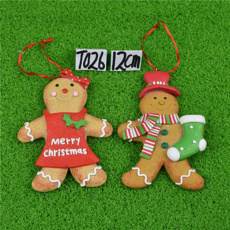 

Colorful soft pottery donut gingerbread man shape ornaments Christmas tree scene layout bread soil pendant