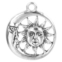 5pcslot 2824mm silver color natural charms round sun moon pendant vintage for diy handmade jewelry making findings accessories