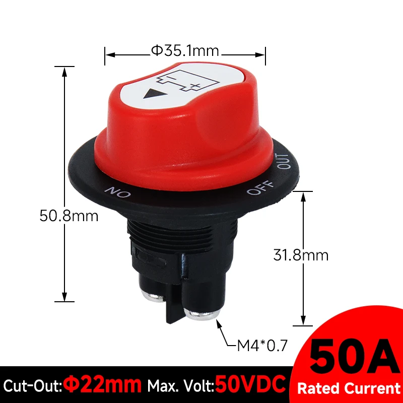 VaneAims Автомобильный аккумуляторный отключатель 50A/100A/200A/300A черный