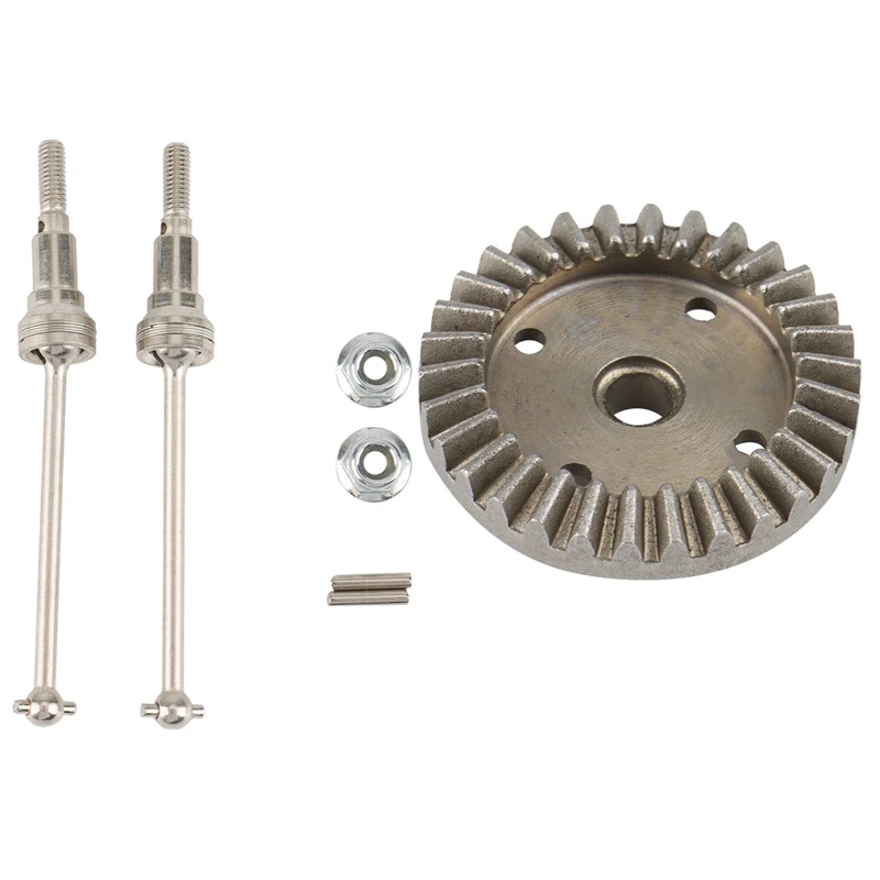 

NEW-2 Set RC Car Part: 1 Set Metal Rear Drive Shaft Dogbone & 1 Set Metal Differential Driving Gears