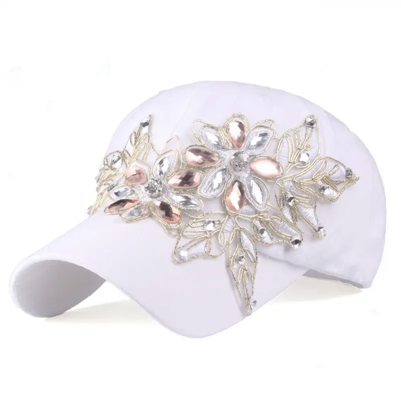 

Spring and Autumn Pure Cotton Baseball Cap Women's Diamond Applique Cap
