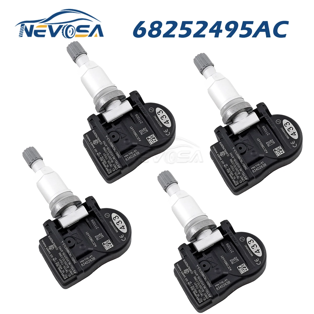 Датчик давления в шинах NEVOSA 68252495AC TPMS для Jeep Grand Cherokee IV 2016-2020, система контроля давления в шинах 68252495AA 68252495AB, 4 шт.