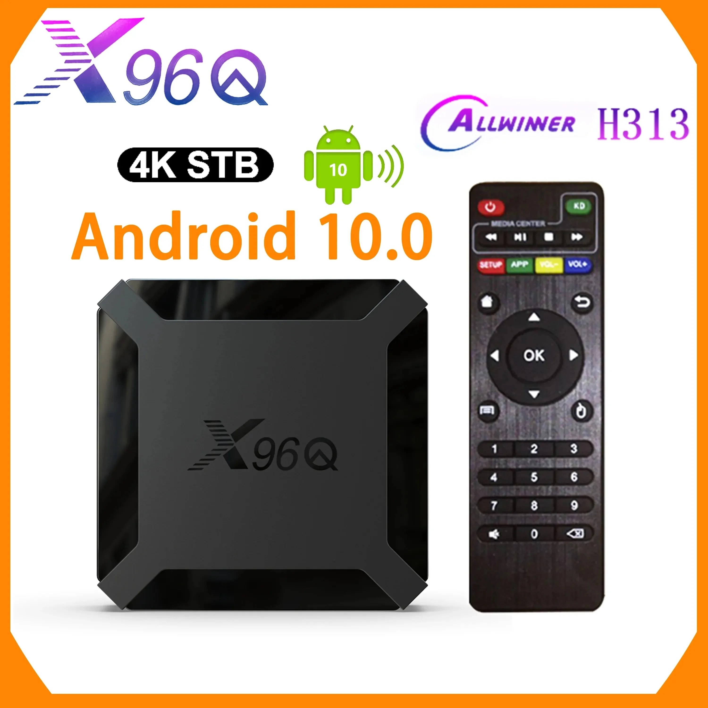 X96q Тв-набор Top Box Android 10 4k Allwinner H313 Четырехъядерный Процессор 1 Гб/2 Гб Озу 8 Гб/16 Пзу