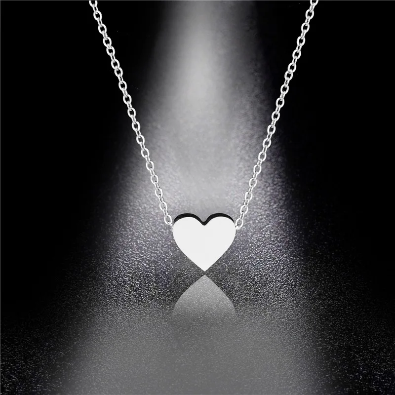 

Fashion Steel Tiny Heart Necklace For Women SHORT Chain 3D Heart Pendant Necklace Gift Bohemian Choker Necklace Drop Shipping