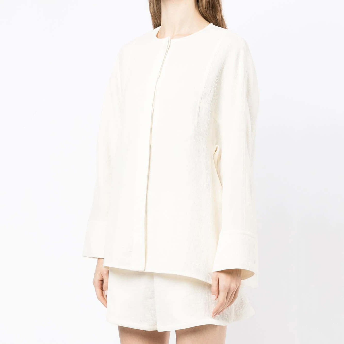 

Новинка лета 2022, дизайнерское элегантное Элегантное повседневное свободное дышащее пальто в стиле рубашки с круглым вырезом, Универсальный женский топ