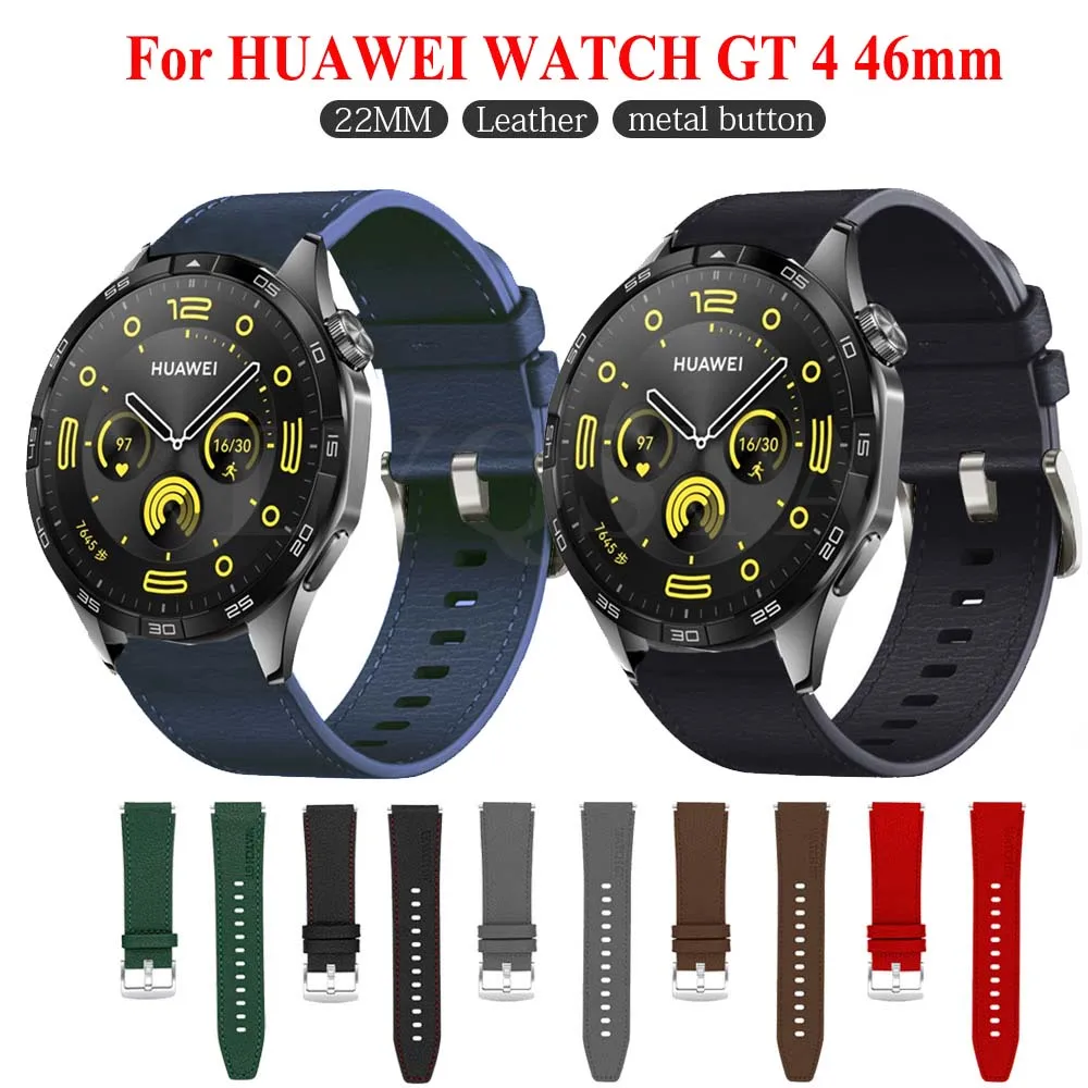 Новый ремешок для часов 22 мм Huawei Watch GT 5 GT4 46 4 Pro/Ultimate/GT 3 SE кожаный браслет GT5 GT3 Pro