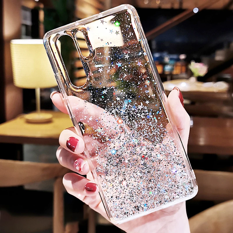 

Glitter Sequin Phone Case For Huawei P40 P30 Lite P20 Pro Soft Silicone Clear Back Cover