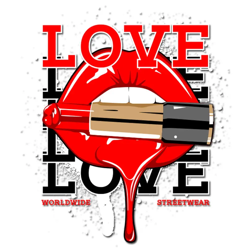 

Love Lipstick Iron on Transfers for Clothing Thermoadhesive Patches on Clothes Red Lips Thermal Stickers Badges Valentine's Day