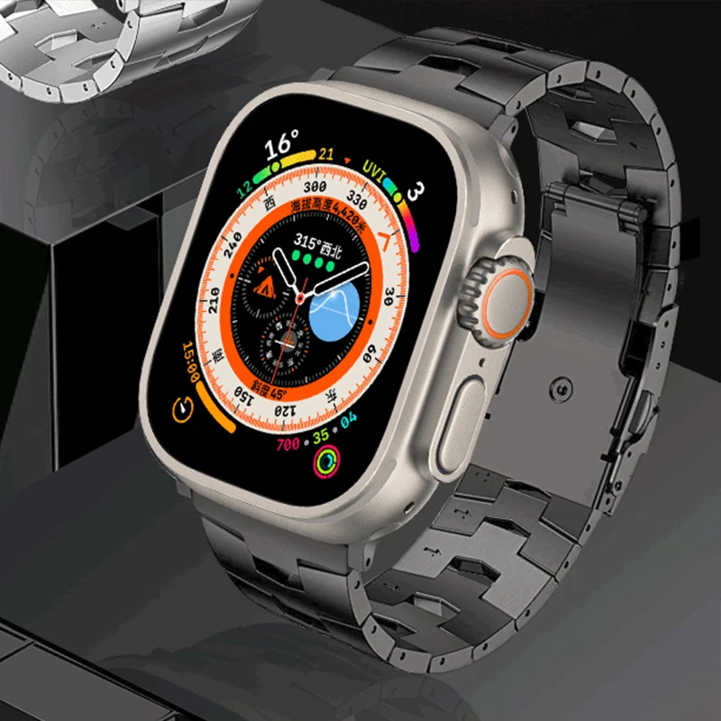 Твердый титановый ремешок для Apple Watch Ultra 49 мм металлический браслет iWatch SE 8 7 6 5 3 Correa 41 мм 40 мм деловой ремешок.