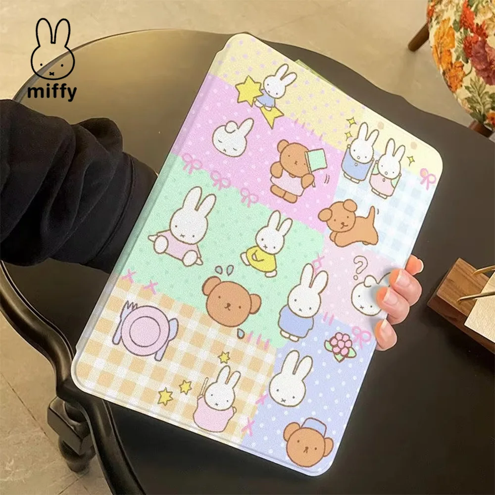 Kawaii Miffy Boris с мультяшным принтом Air5/6 Ipad Air Pro легкий чехол подставка для планшета
