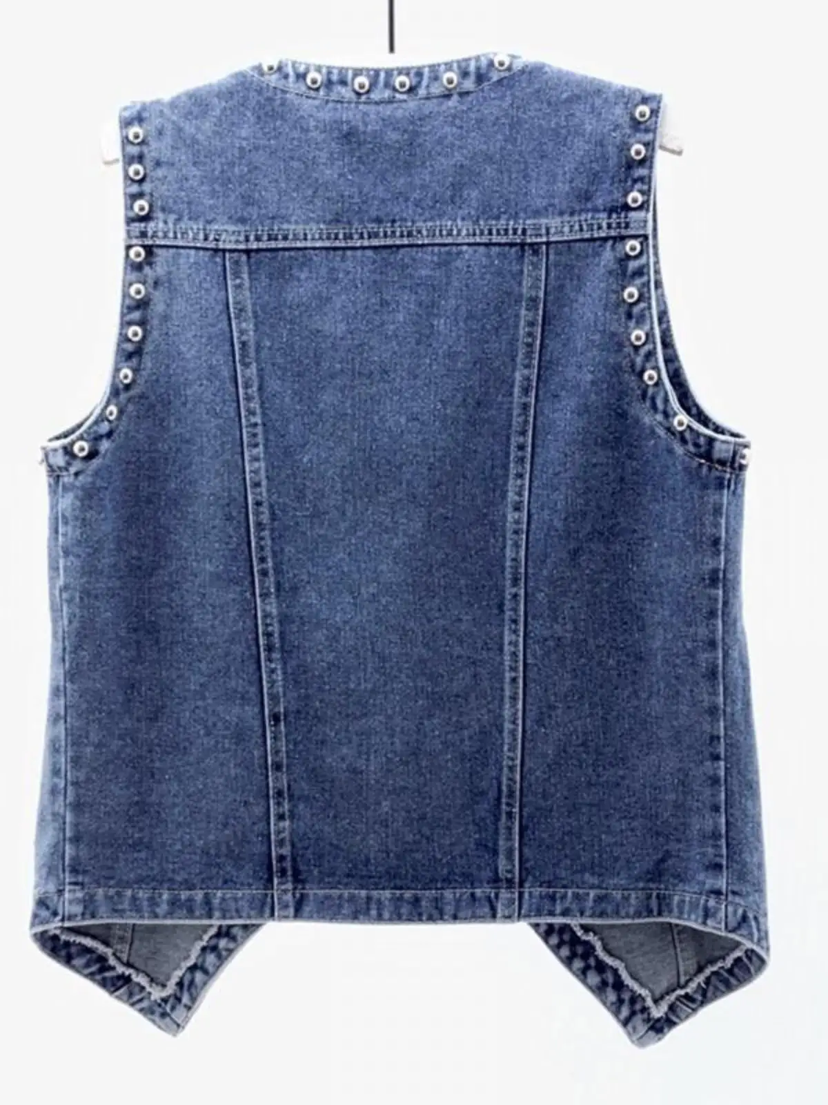 Short Denim Vest Women Outer Wear Spring and Autumn New Western Sle Fashion Rivet Slimming Sleeveless Outdoor Fas...