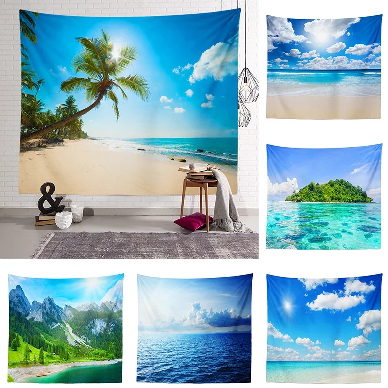 

Tapestry Wall Hanging Beach Landscape Background Home Decor Wall Hanging Landscape Tracery Tapestry