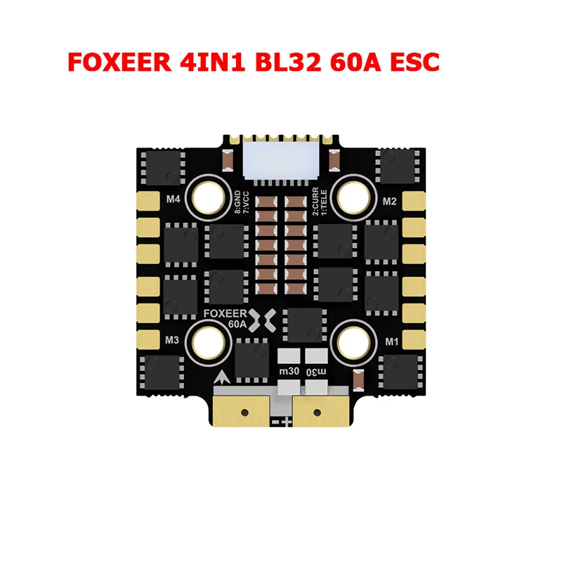 

Foxeer Reaper F4 Mini 128K 4in1 BL32 60A ESC BLHeli32 DC 9V~40V 3-8S Lipo DShot150/300/600/1200 20*20mm M3 For FPV Racing Drone