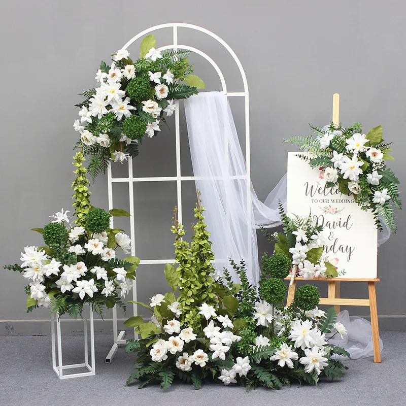 

Wedding Arch Flower Arrangement Artificial Flower Row Wedding Decoration Photo Props Welcome Sign Decor Road Leading Flower Ball