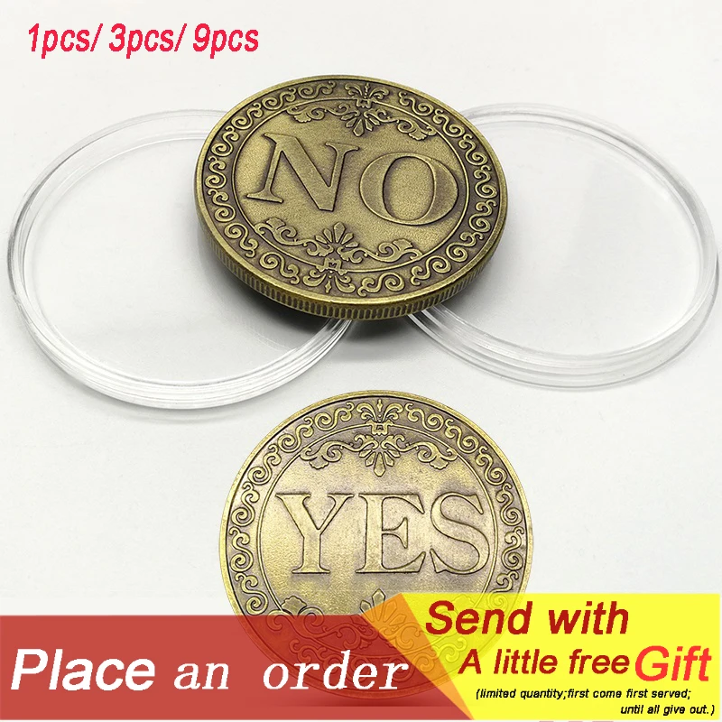 

1/3/9pcs YES or NO Letter Commemorative Coin Floral Ornaments Collection Arts Lucky Coin challenge Coins Gifts Souvenir