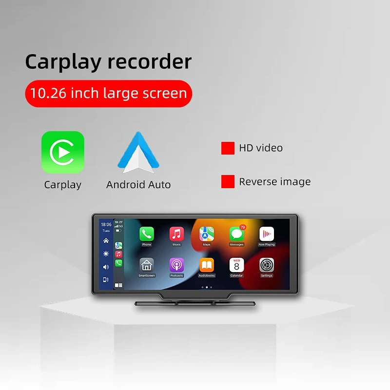 

10.2inch Dash Cam Rearview Camera Wifi Carplay & Android Auto 4K DVR Navigation Video Recorder Dashboard Dual Record