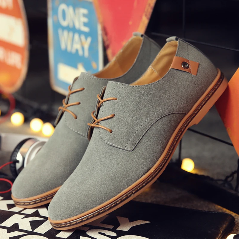 2022 Spring Suede Leather Men Shoes Oxford Casual Shoes Classic Sneakers Comfortable Footwear Dress Shoes Large Size Flats
