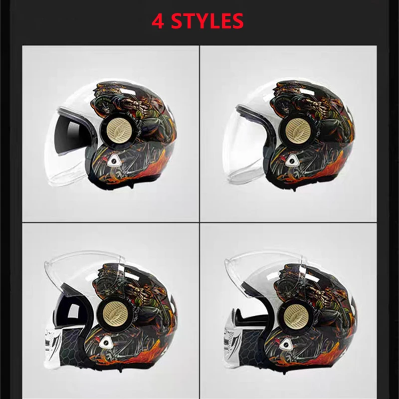 Мужской мотоциклетный шлем с солнцезащитным козырьком в стиле ретро 4 вида