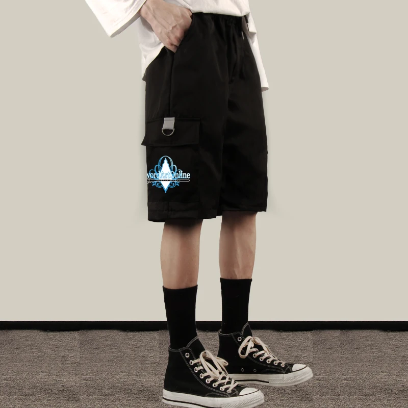 Шорты мужские с эластичным поясом короткие штаны аниме принтом пляжные бриджи