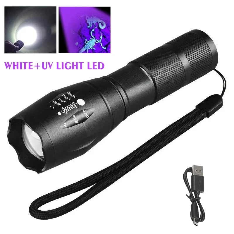 

XIWANGFIRE УФ-фонарь 2-в-1 фиолетово-белый свет 395 Нм