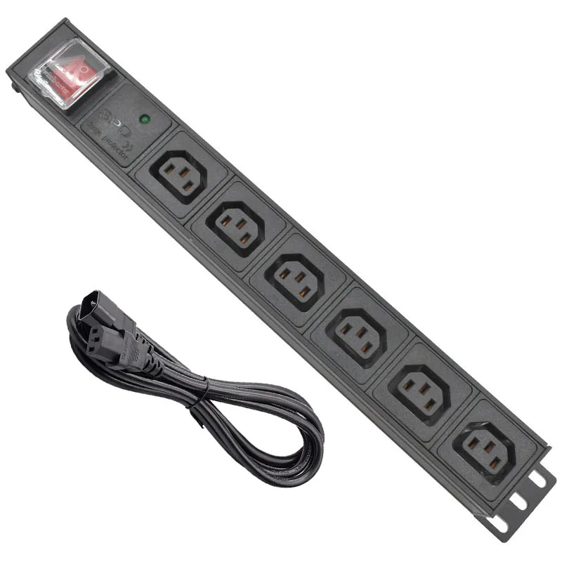 

Network Rack PDU aluminium alloy Power Strip 6 Ways C13 output socket With 2m extension cable C14 interface Lightning protection