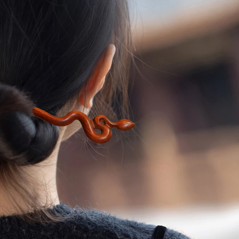 Ретро змеиная сандаловая палочка для волос женщин элегантные простые заколки