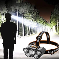 5 led headlight usb rechargeable powerful headlight with battery waterproof headlight for outdoor camping night running