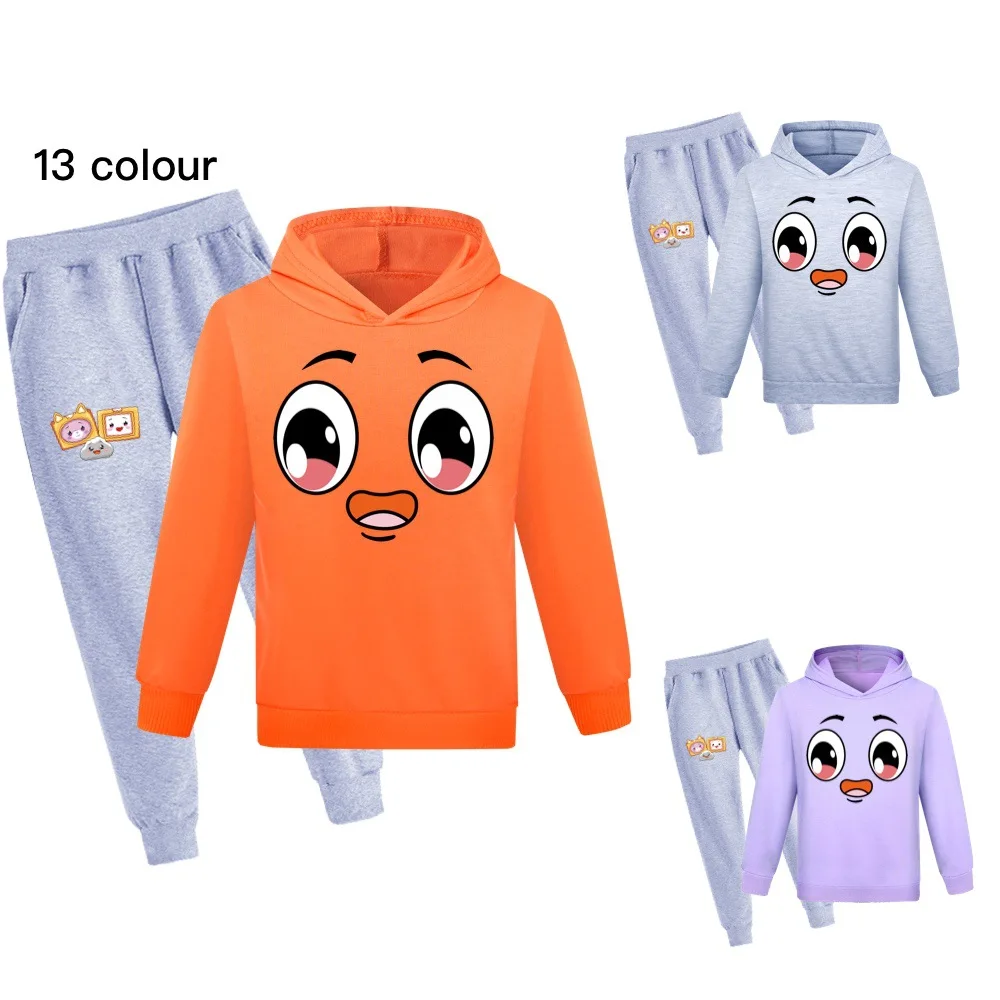 

Детские спортивные костюмы Lankybox, толстовка с капюшоном, штаны, спортивные костюмы для мальчиков, одежда для малышей, верхняя одежда для дево...