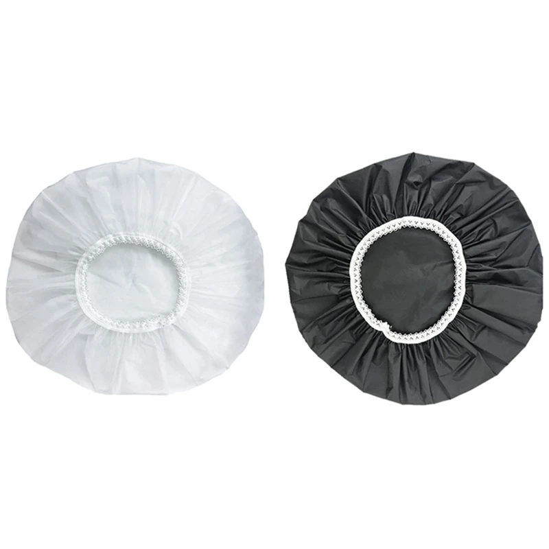 

2Pcs Household Waterproof Shower Cap, Swimming Cap, Hotel Elastic Shower Cap Hair Set (White&Black)