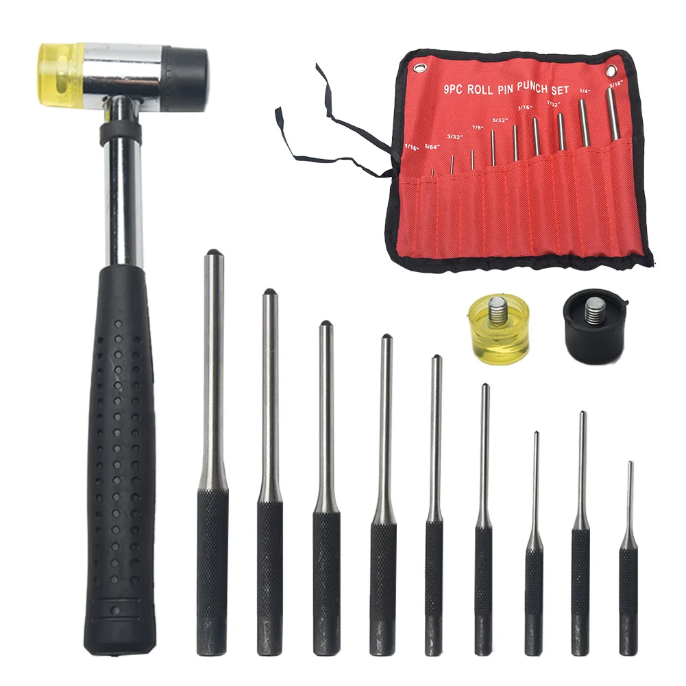 

9pcs Removal Tool High Hardness Professional Chisel Roll Pin Punch Set With Storage Pouch Watch Repair Multi Size Carbon Steel