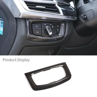 for bmw x5 f15 2014 2018 real carbon fiber auto headlight lamp switch decoration frame car interior stickers accessories