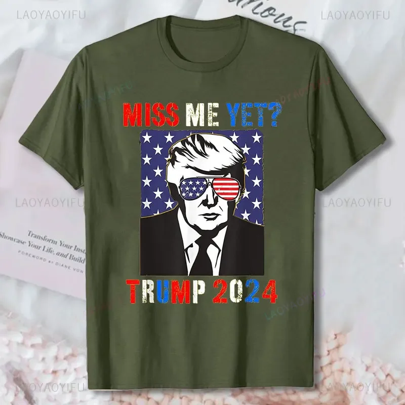 Забавная патриотическая футболка с изображением Трампа мисс меня еще 2024