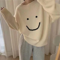 loose print smile sweater 2021 autumn winter female pullover sweaters tops women o neck korean style harajuku chic ladies jumper