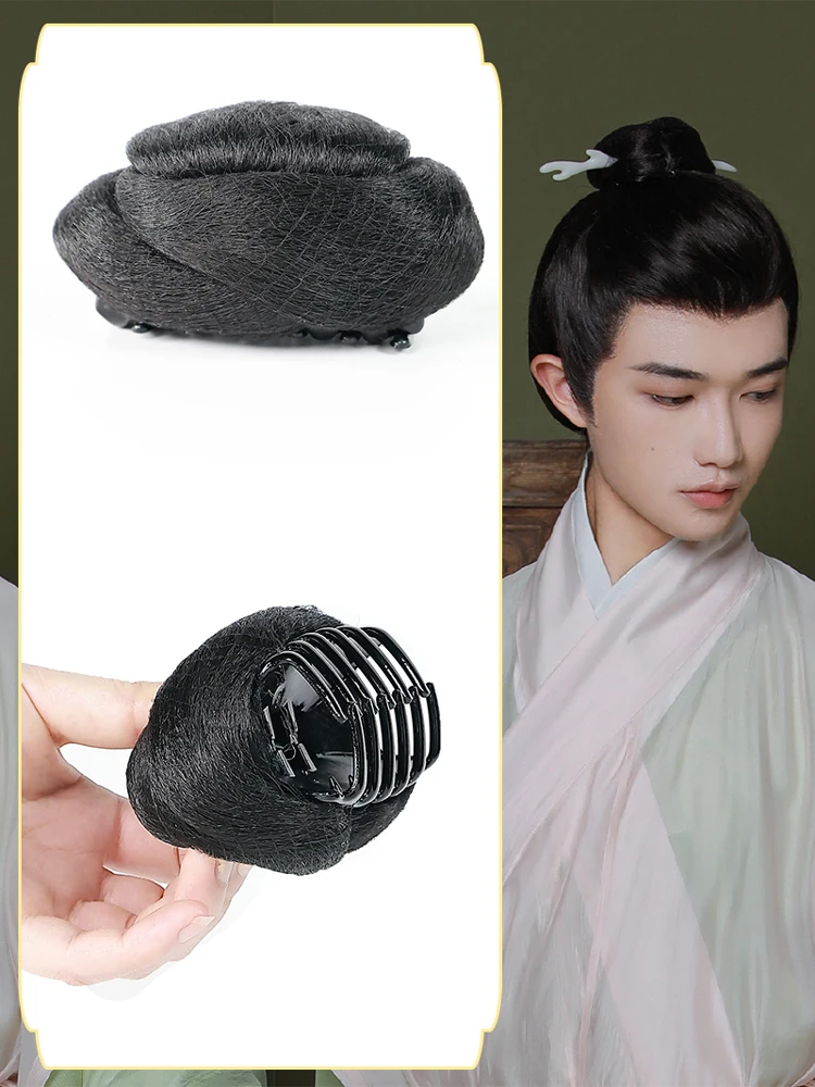 Black Clip Hair Bun In Claw Chinese Hanfu Hair Accessories Taoism Taoist Priest Scholar Warrior Cosplay Headwear