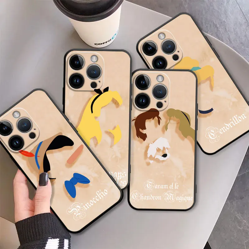 Disney Princess Minimaliste Marble Pixar Phone Case For Apple iPhone 11 13 14 12 Pro Max XR X 7 6S 6 8 Plus XS Protector Fundas