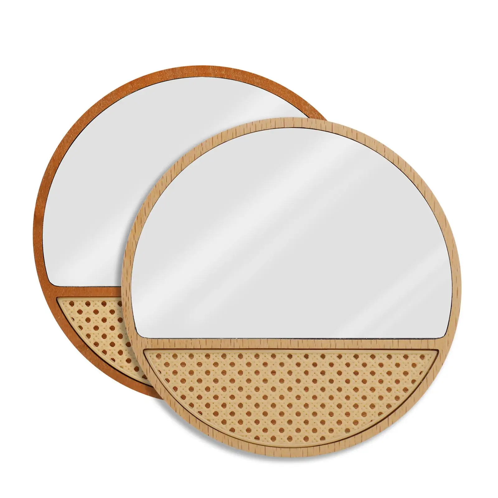 

1:6 Scale Dollhouse Mirror, Round Miniature Wood Dresser Mirror, Wall Mirror for Doll Houses Mini Furniture Model