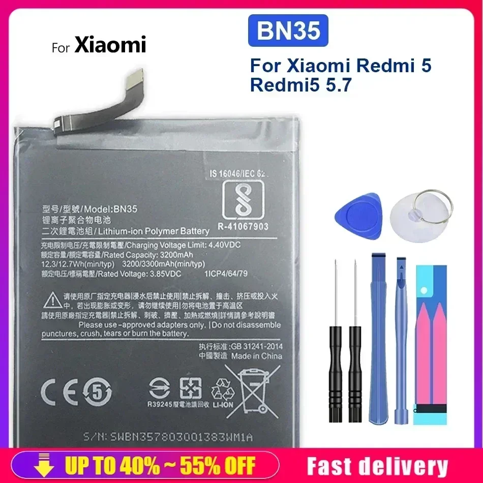 Аккумуляторы для мобильных телефонов BN35 3300 мАч Xiaomi Redmi 5 7 дюйма перезаряжаемая