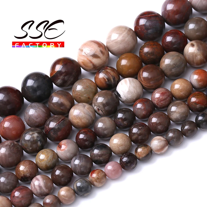 Бусины из коричневого драгоценного дерева и агата, круглые бусины из натурального камня для самостоятельного изготовления ювелирных изделий 4, 6, 8, 10, 12 мм, 15 дюймов