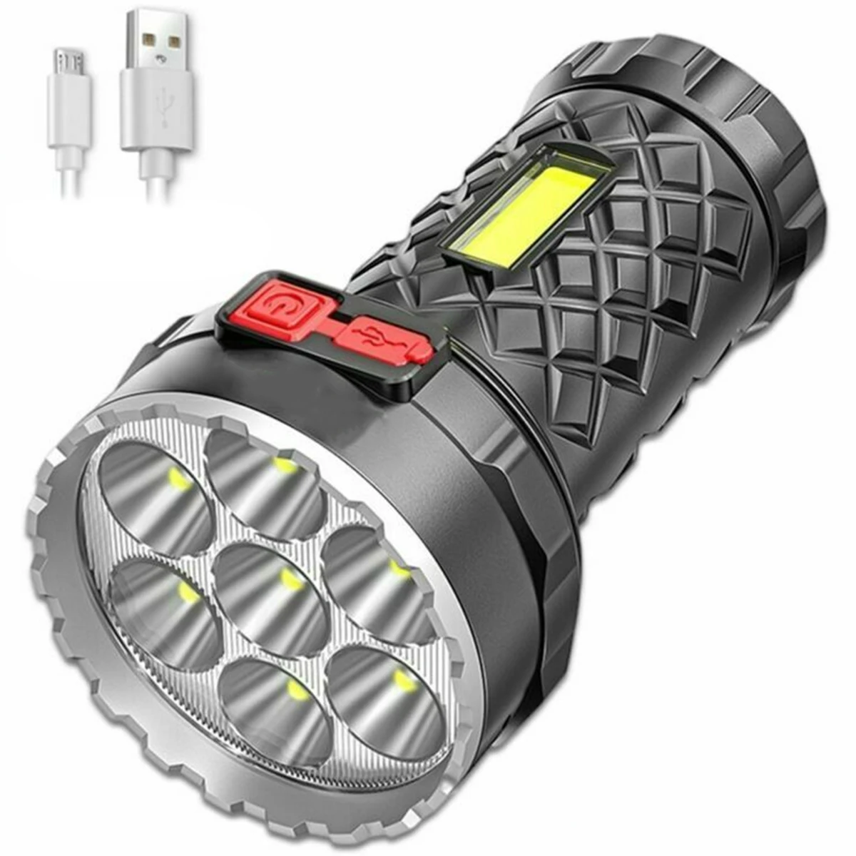 

Super Bright Flashlight Ultra Powerful Led Torch Light Rechargeable COB Side Light 4 Modes Outdoor Camping Flashlight