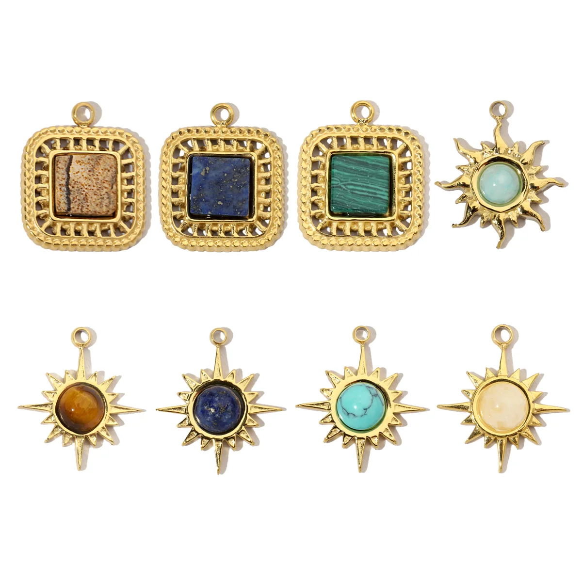 3 шт./лот французское солнце натуральный камень нержавеющая сталь подвески