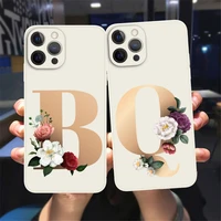 fashion initial letter silicon phone case for iphone 11 promax 6 7 8plus xr retro golden flower the antique white back cover
