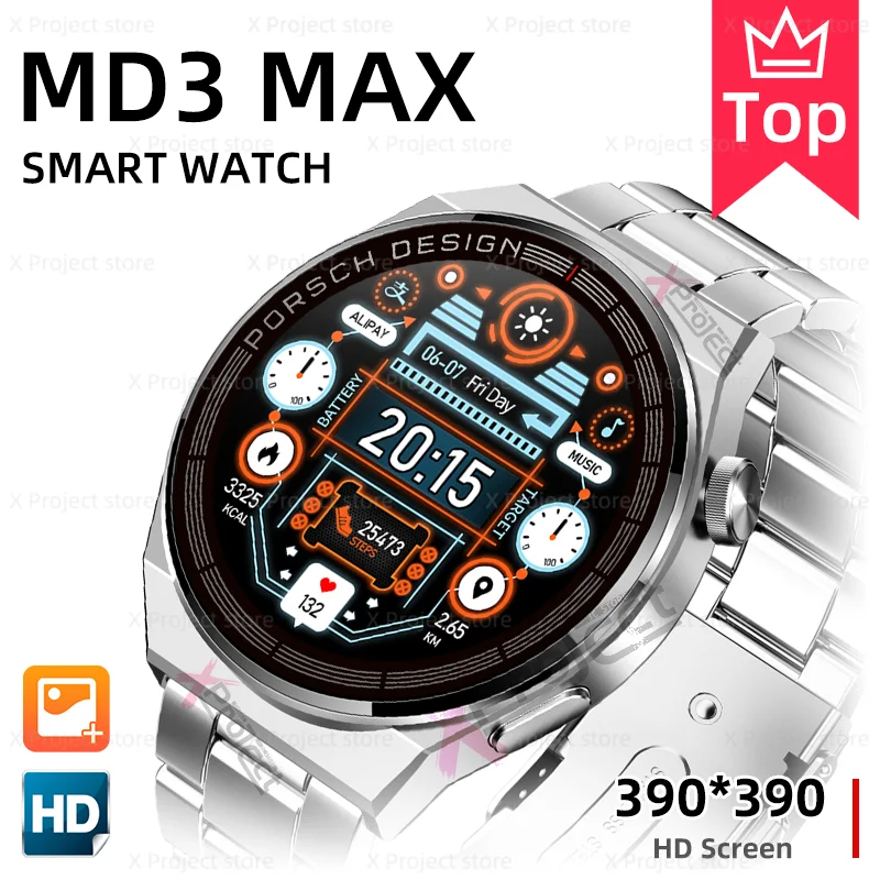 

For Huawei phone MD3 MAX Smart Watch Men Custom Dial Call Sport Fitness Tracker Men Women Smartwatch 2022 NEW pk GT2 GT3 HW3 PRO