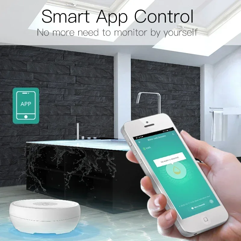 ZigBee Smart Flood Sensor Water Leakage Detector Overflow Alert Security Alarm System Tuya/Smart Life App Remote Control