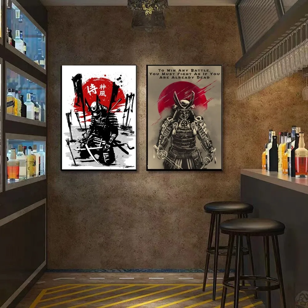 Винтажный самурайский японский постер с 7 преимуществами меча воина наклейки