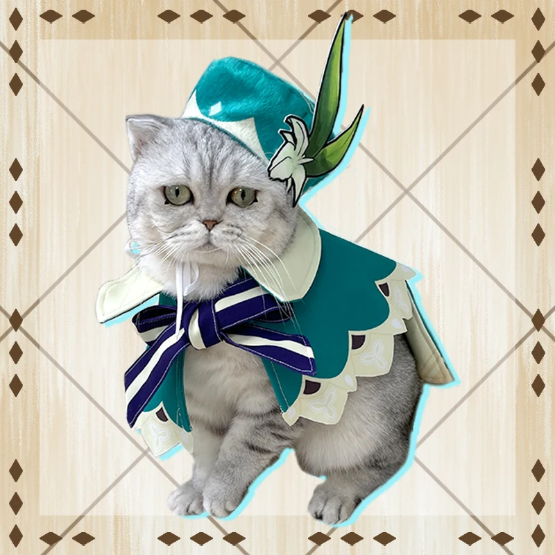 

Аниме Genshin Impact Venti Game Little Cat Одежда-накидка Coat Hat Uniform Set Косплей костюмы фотографирования